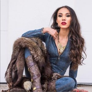 J lo vintage 1970 blu jean body suit size0